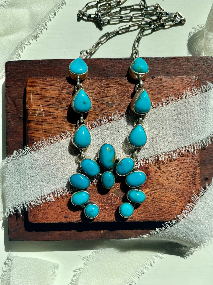 Kingman Turquoise Naja Lariat Necklace | 925 Sterling Silver G595