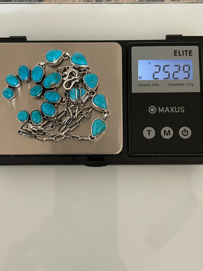 Kingman Turquoise Naja Lariat Necklace | 925 Sterling Silver G595