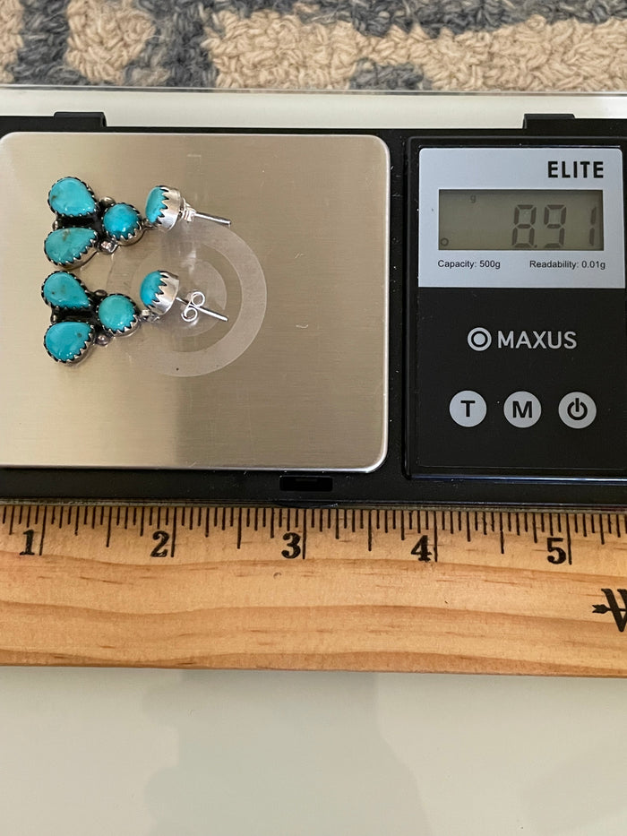 Kingman Turquoise Stud Earrings | 925 Sterling Silver G639