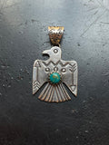 Kingman Turquoise Thunderbird Pendant | 925 Sterling Silver G627