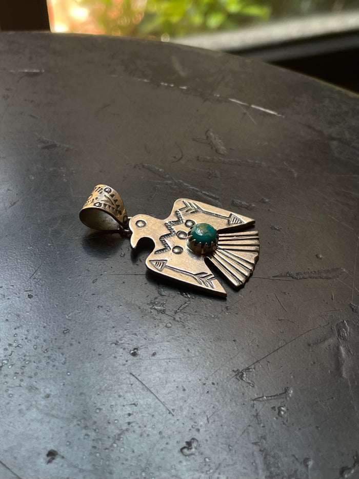 Kingman Turquoise Thunderbird Pendant | 925 Sterling Silver G627
