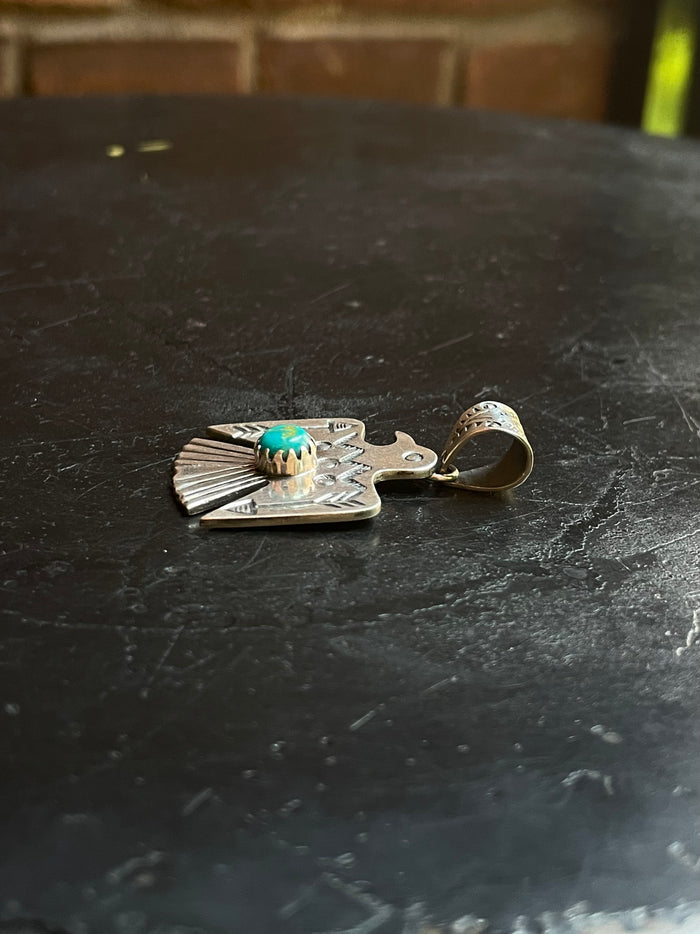 Kingman Turquoise Thunderbird Pendant | 925 Sterling Silver G627