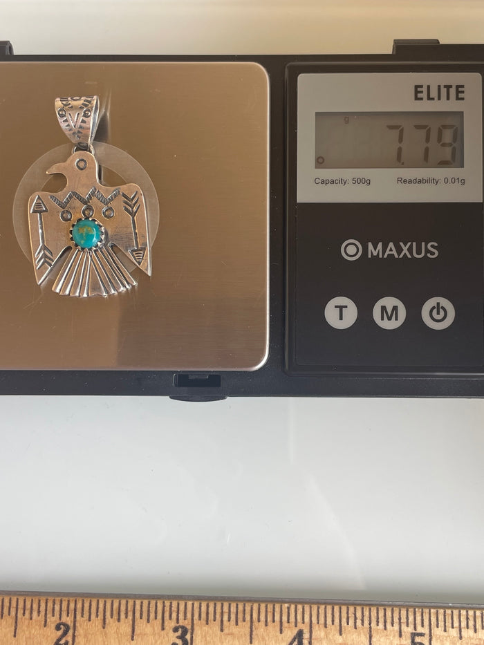 Kingman Turquoise Thunderbird Pendant | 925 Sterling Silver G627
