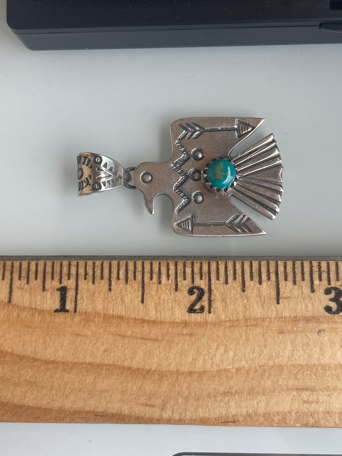 Kingman Turquoise Thunderbird Pendant | 925 Sterling Silver G627