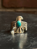 Kingman Turquoise Thunderbird Ring Size 7 | 925 Sterling Silver E737