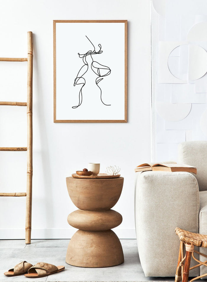 Kissing Couple Line Art Print_Sugar & Canvas