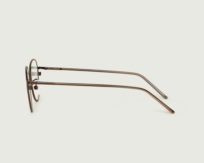 Brass::Koa Eyeglasses round Brown metal side