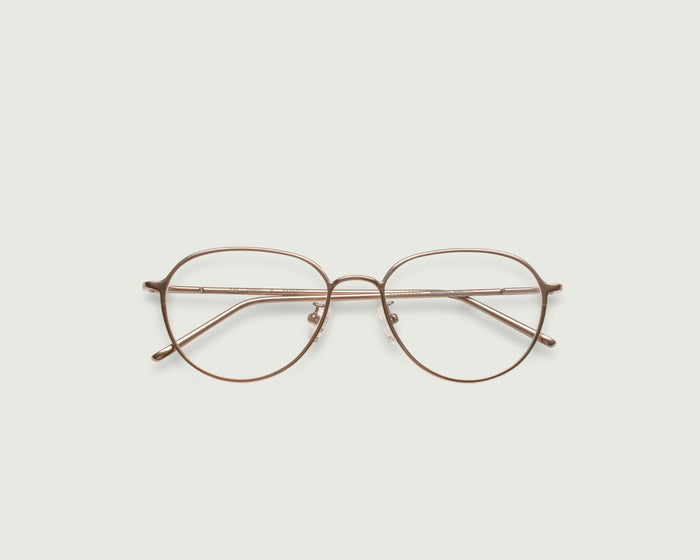 Nickel::Koa Eyeglasses round Brown metal top