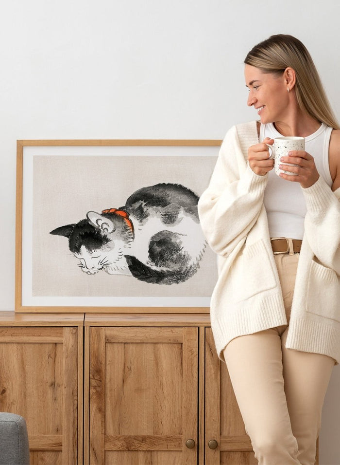 Kono Bairei "Sleeping Cat" Art Print_Sugar & Canvas_Kono Bairei