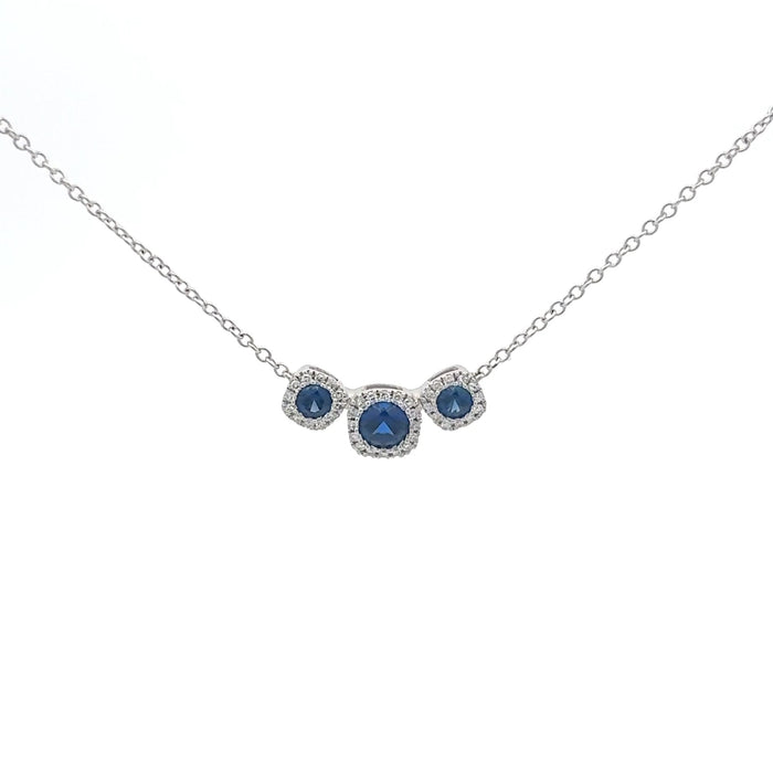 Lab Sapphire Three Stone Necklace