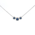 Lab Sapphire Three Stone Necklace