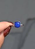 Lapis Cushion Sterling Silver Ring