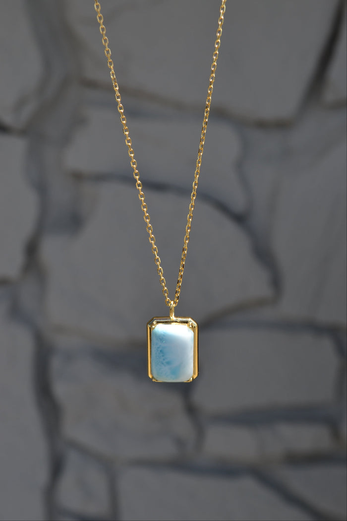 Larimar Rectangular Pendant Necklace