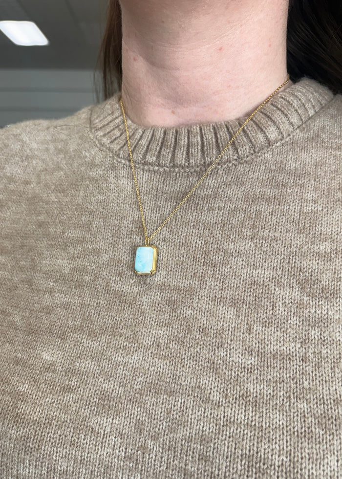 Larimar Rectangular Pendant Necklace
