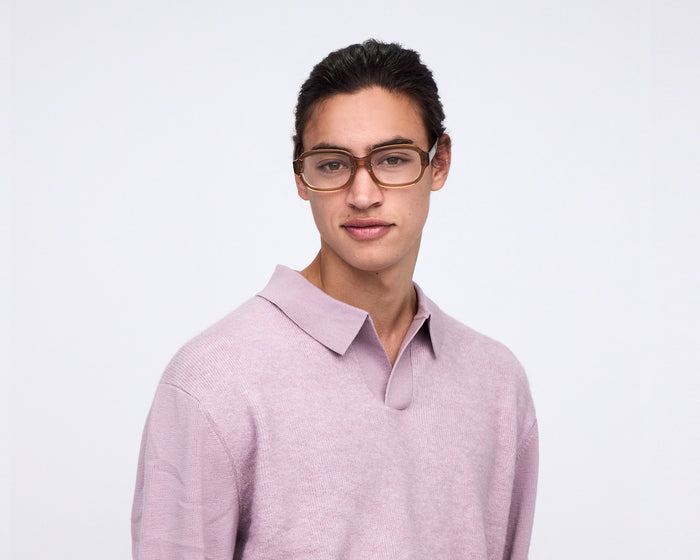 lifestyle-Saddle::men Lark Eyeglasses rectangle brown acetate