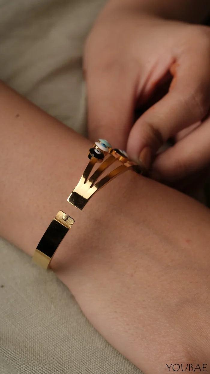 Layered Evil Eye Free Size Anti Tarnish Bracelet - Single