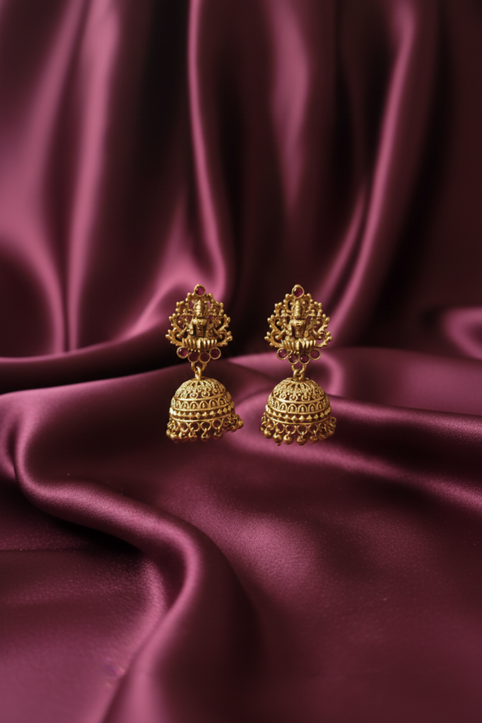 #LC1004 South Indian temple jewelry jhumkas - Lakshmi goddess