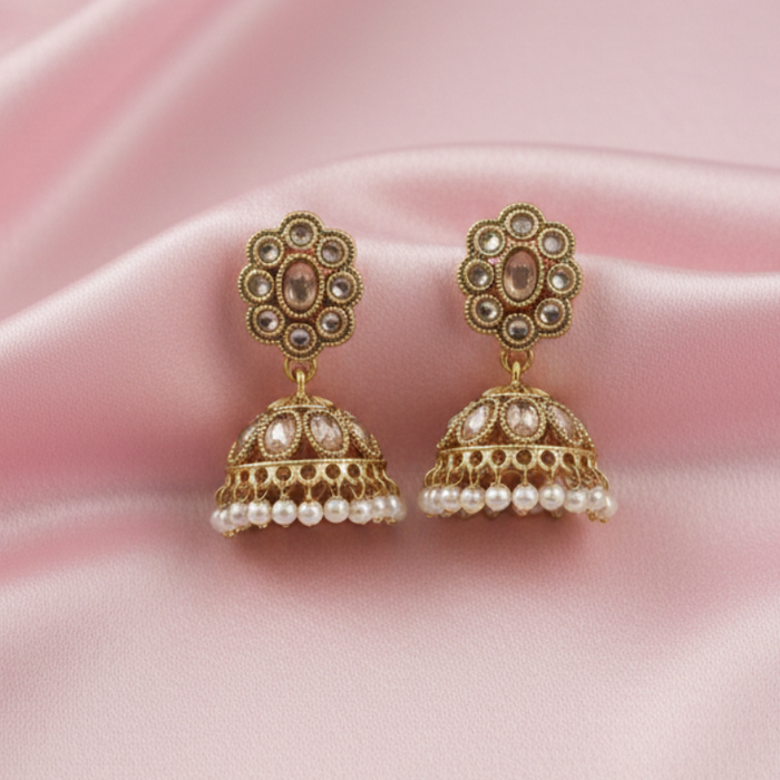 #LC1018 Kundan style stone Jhumkas
