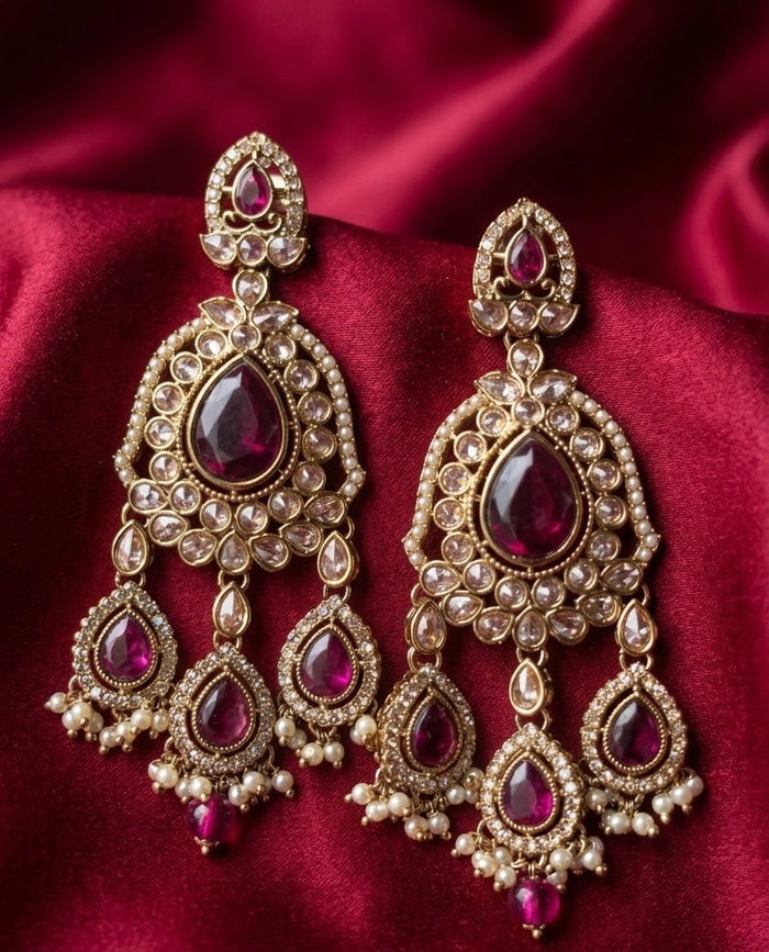 #LC1025 Wine Purple Chandbali earrings