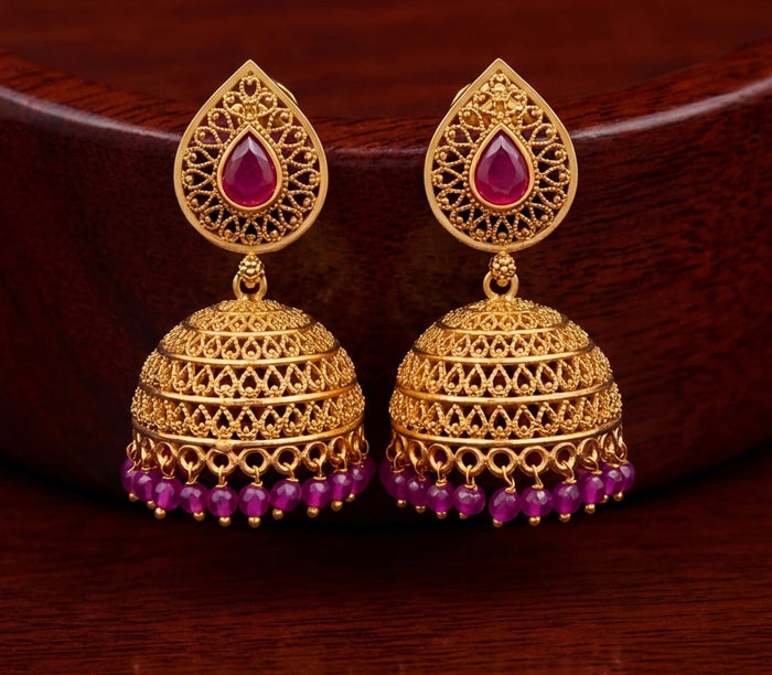 #LC1036 Traditional Jhumka with Bead Detailing