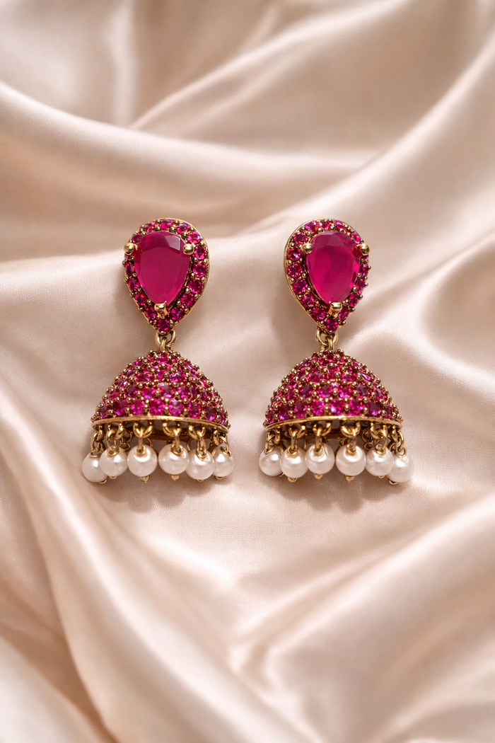 #LC1046 Antique Gold Pearl Drop Jhumka