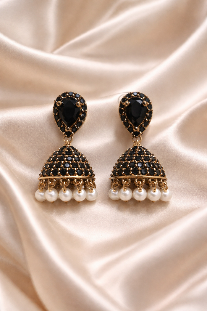 #LC1046 Antique Gold Pearl Drop Jhumka