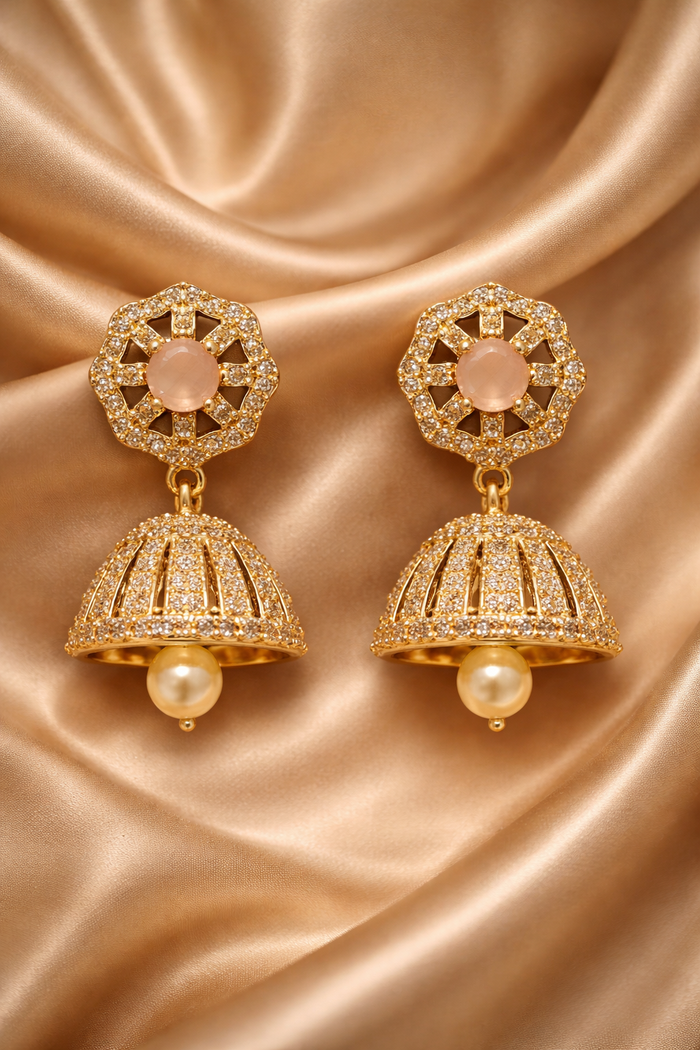 #LC1047 Small Royal Floral Jhumka with Pearl Drop