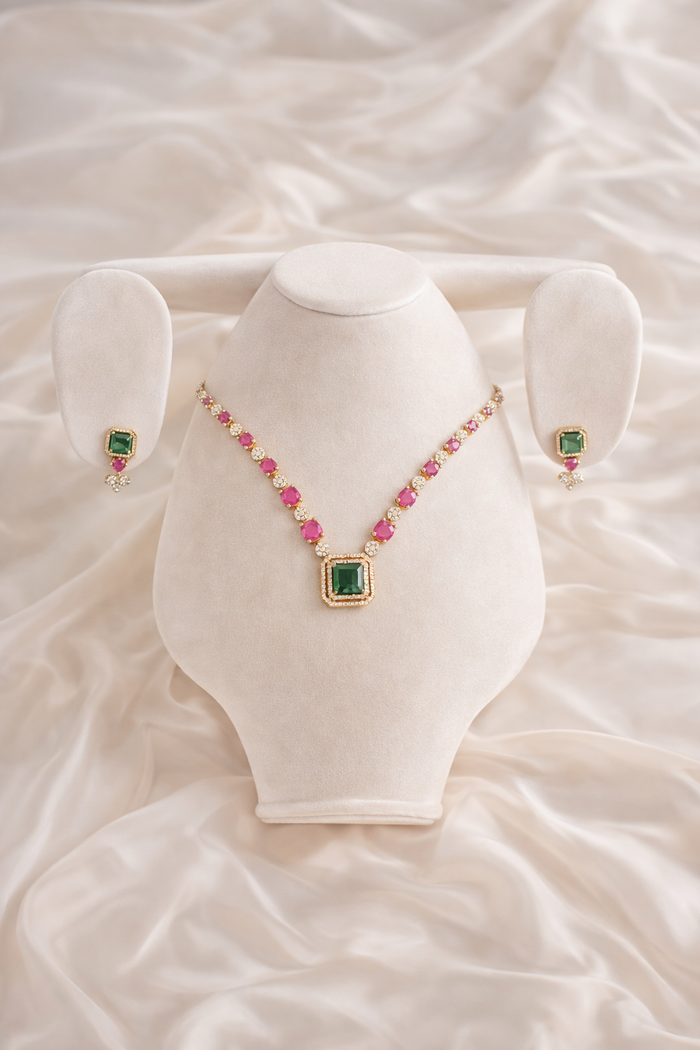 #LC1075 Emerald Blossom Pedant Set