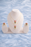 #LC1076 Double layered lotus invisible chain with earrings