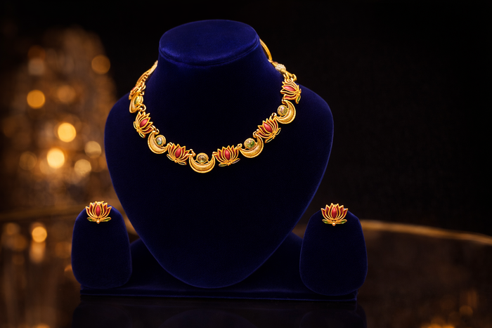 #LC1086  Lotus Necklace Set