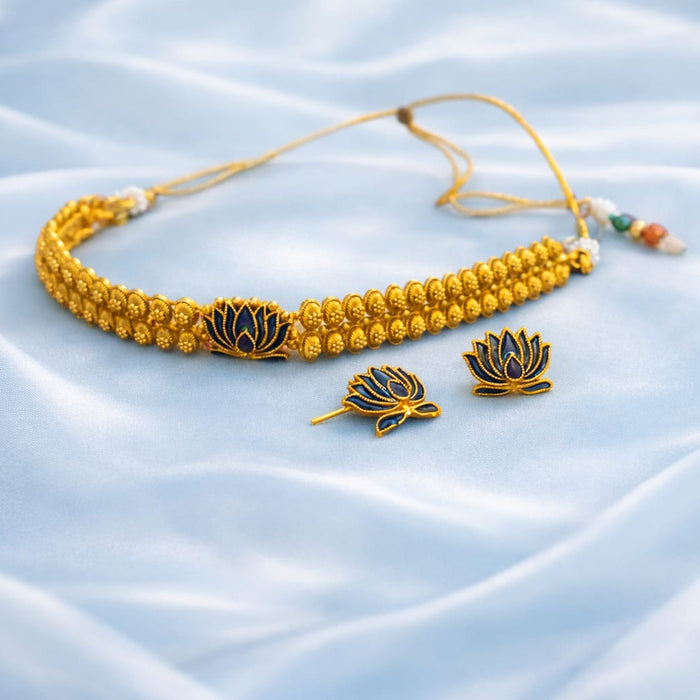 #LC1116 Meenakari Lotus Choker Set
