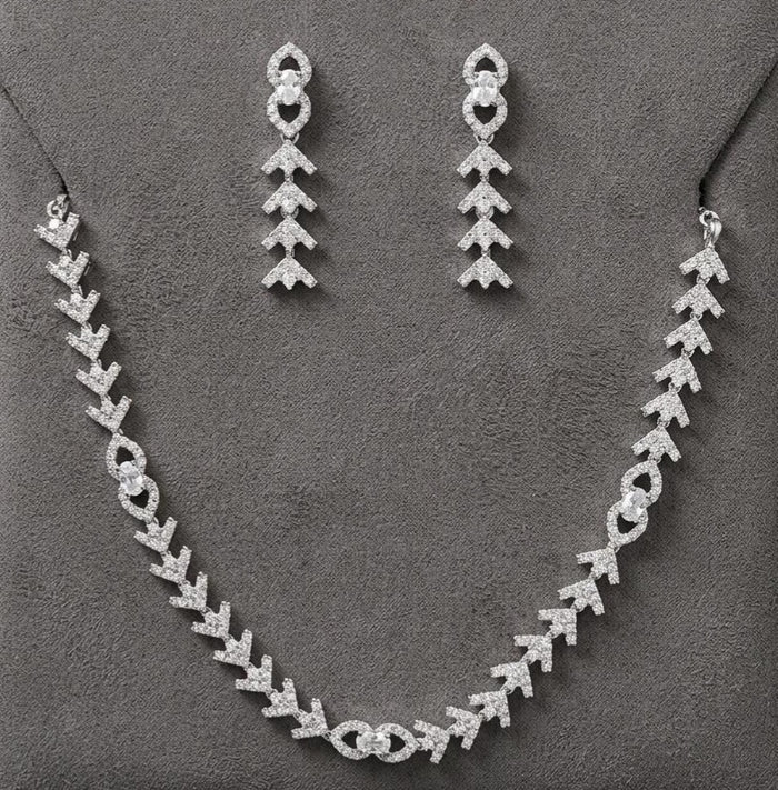 #LC1128 Chevron Crystal Necklace