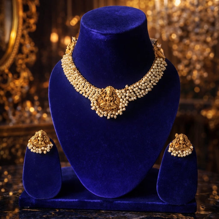 #LC1132 Choker necklace set featuring lakshmi