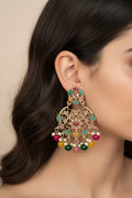 #LC1143 traditional Indian multi-color chandbali earrings