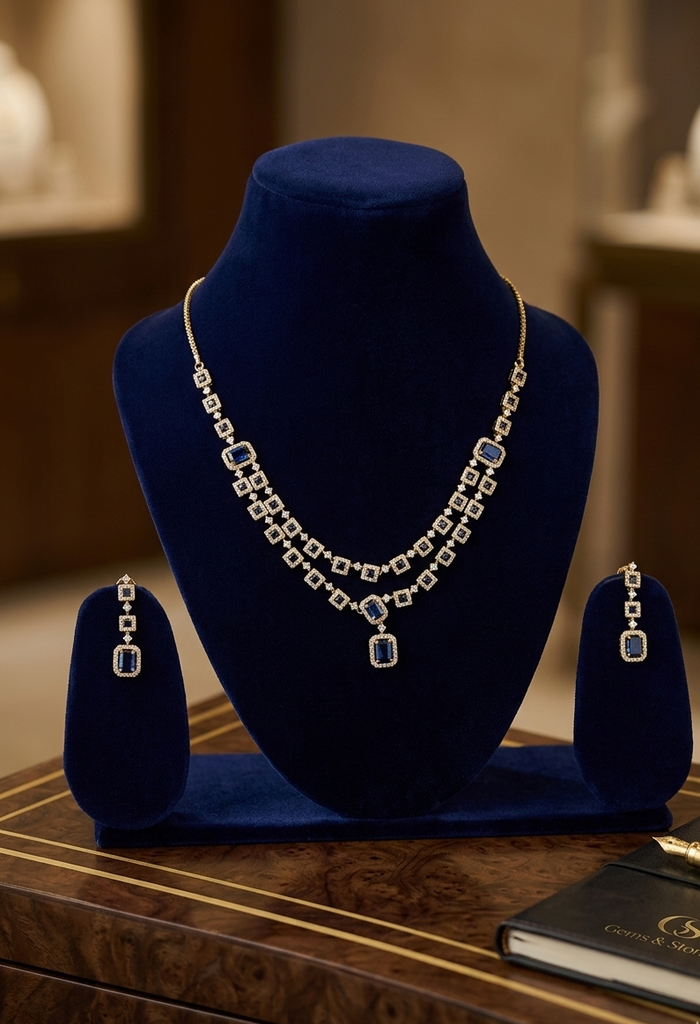 #LC1152 costume jewelry necklace and earring set featuring Austrian crystals