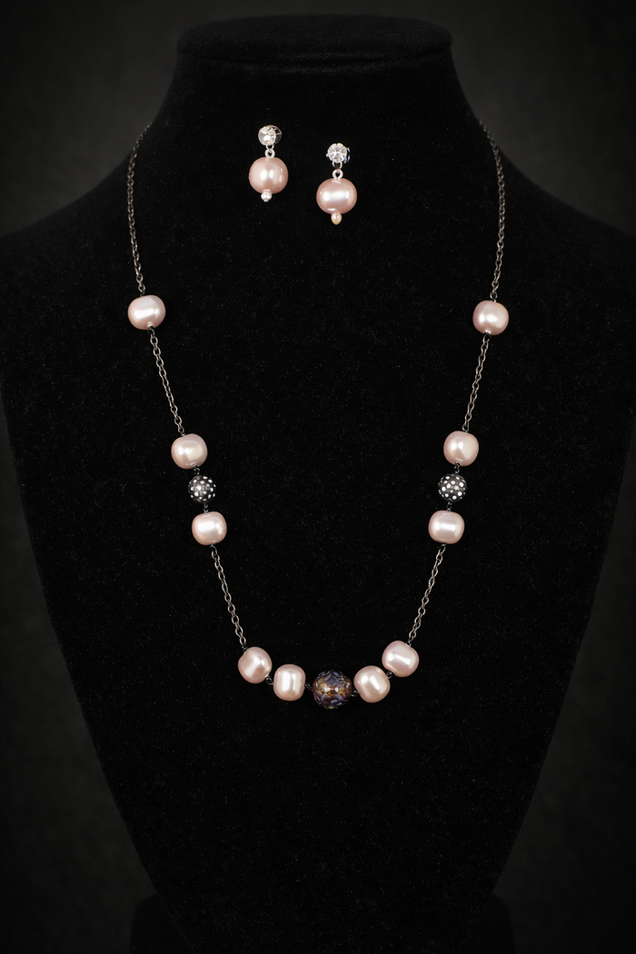 #LC1189 Blush noir pearl set