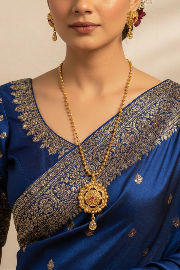 #LC1212 gold-plated antique Lakshmi pendant necklace set