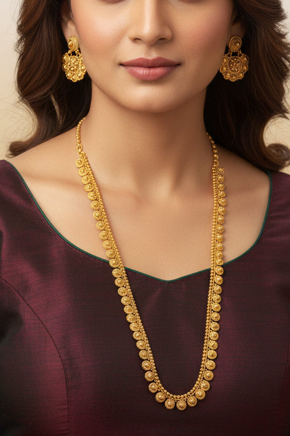 #LC1219 Temple South Indian Necklace set, and matching earrings.