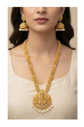 #LC1221 traditional South Indian gold-plated Lakshmi temple necklace set
