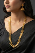 #LC1224  traditional Kerala-style gold-plated mango mala haar set