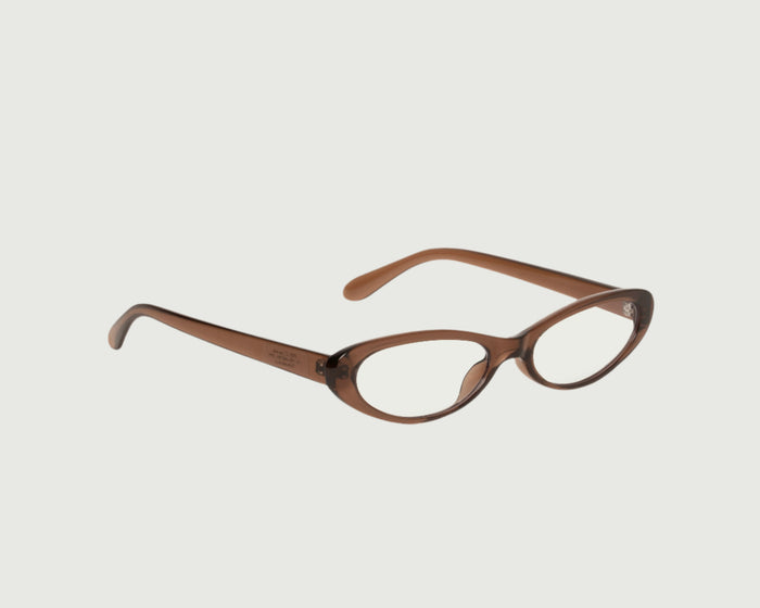 Walnut::Leia Eyeglasses cateye Brown recycled polyester front diagonal
