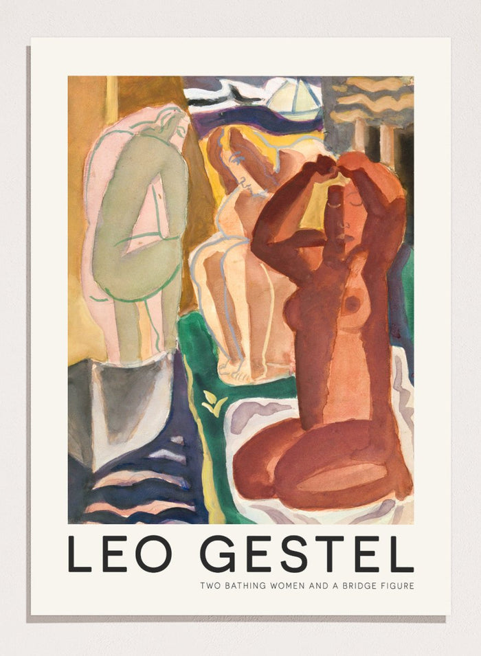 Leo Gestel - Two Bathing Women and a Bridge Figure Art Print