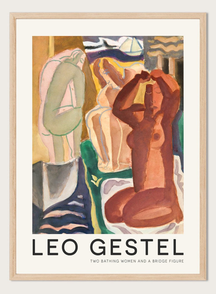 Leo Gestel - Two Bathing Women and a Bridge Figure Art Print