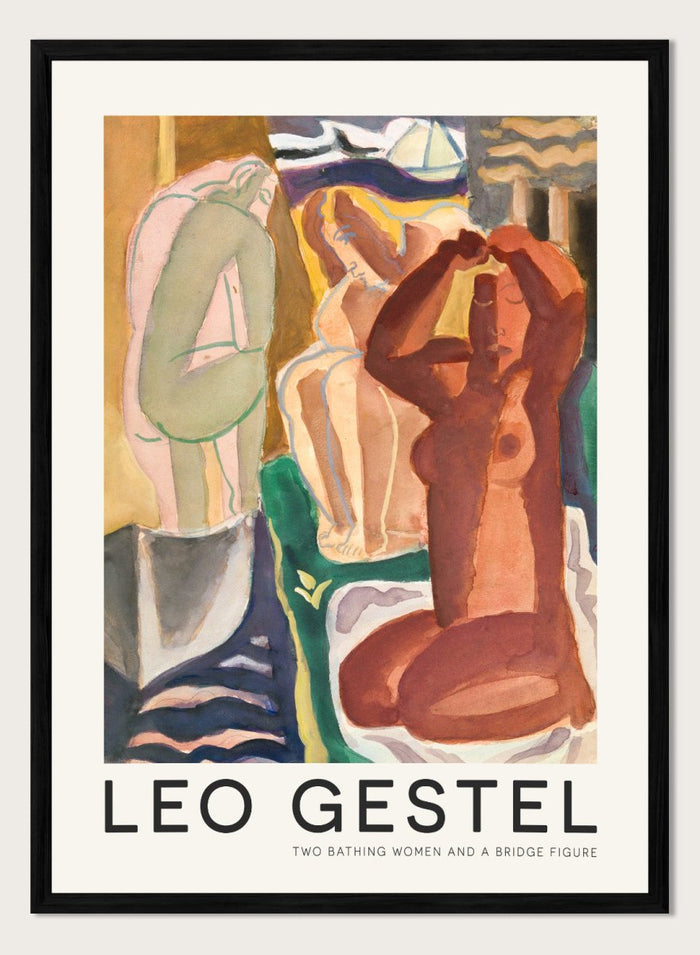 Leo Gestel - Two Bathing Women and a Bridge Figure Art Print