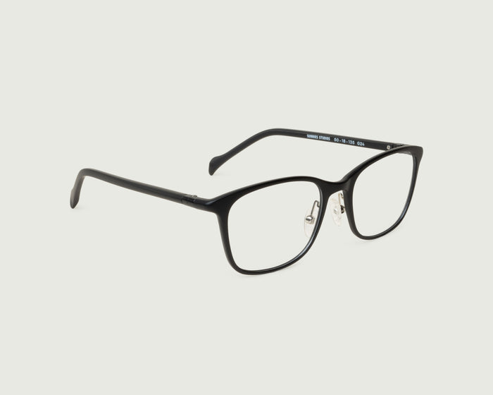 Charcoal::Leo+ Eyeglasses square black plant-based plastic front diagonal