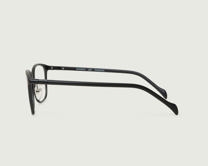 Charcoal::Leo+ Eyeglasses square black plant-based plastic side