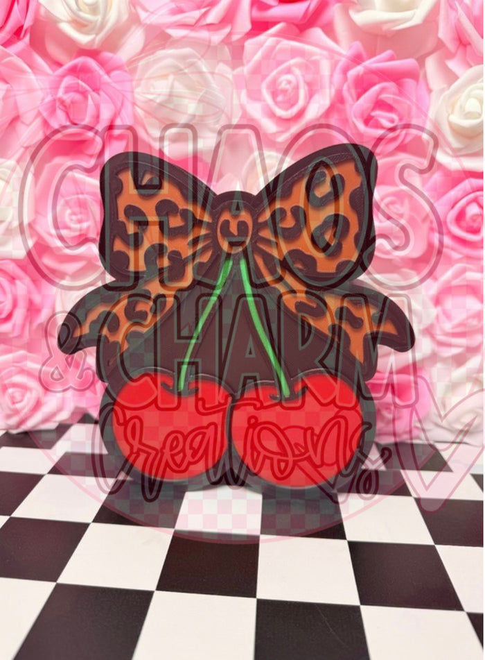 Leopard bow cherries  Bow Pen Box * Exclusive