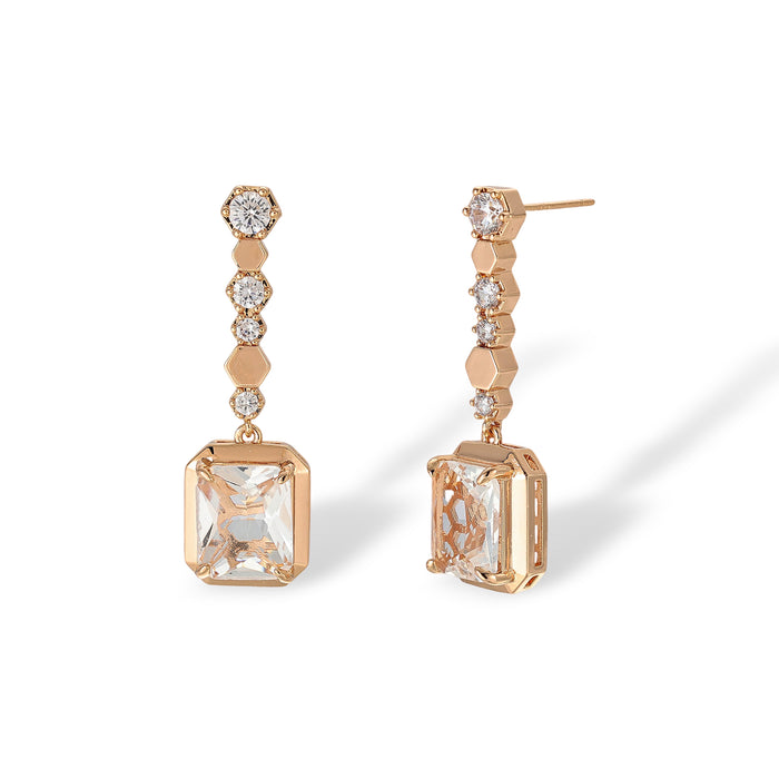 Letty 14K Gold Hexagonal Rectangular Drop Earrings