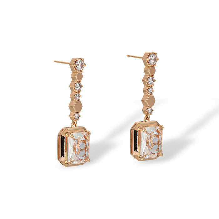 Letty 14K Gold Hexagonal Rectangular Drop Earrings