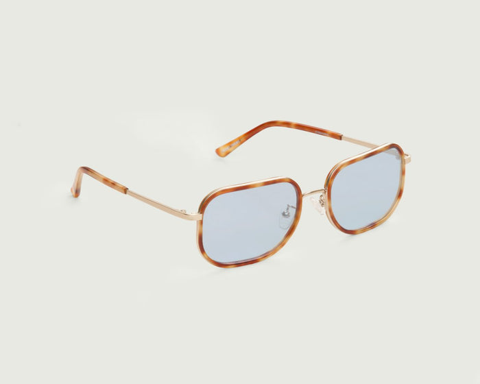 Safari Tort::Levi Sunglasses round brown plastic front diagonal